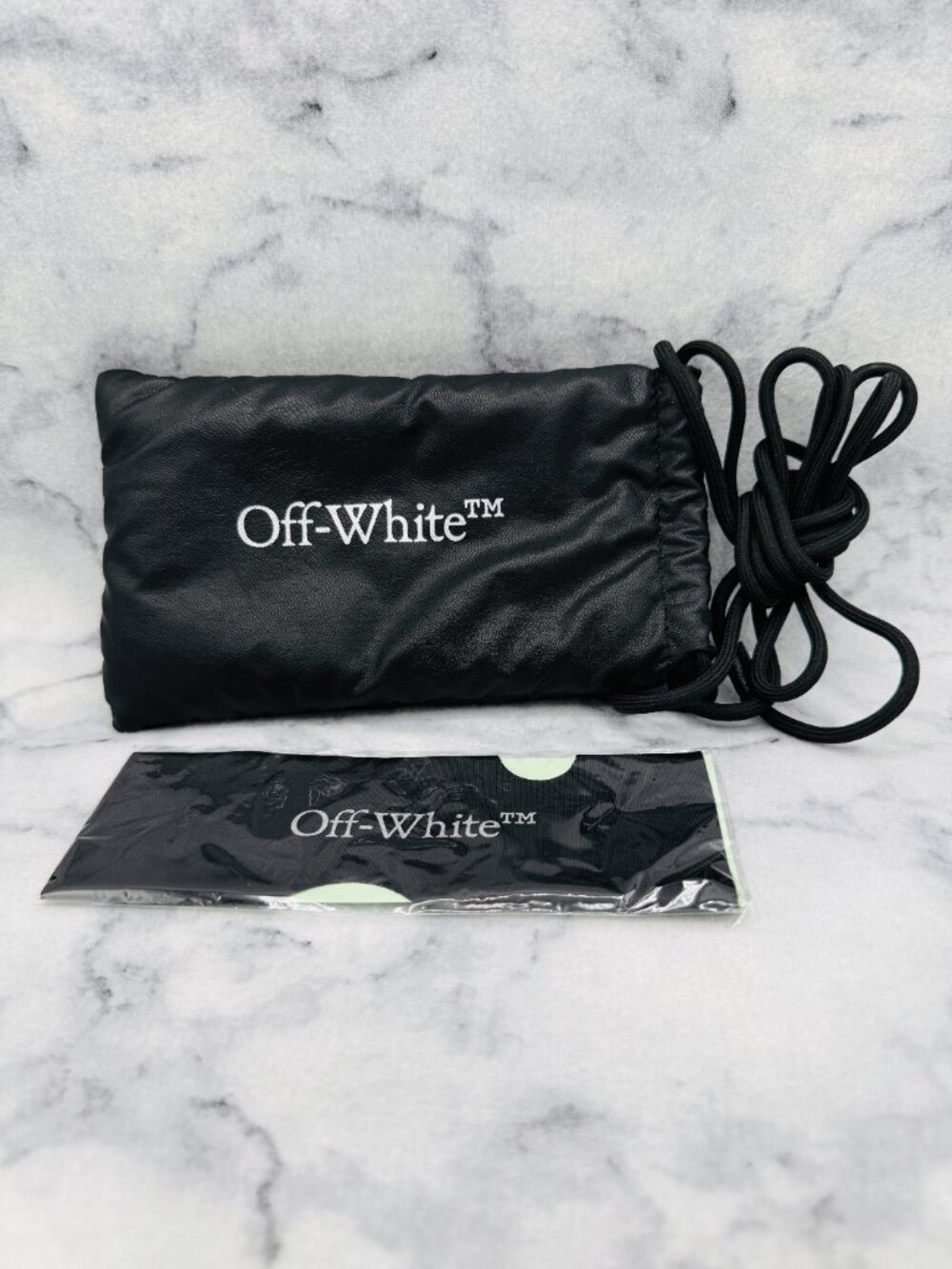 Off-White Sunglasses Case Set,Soft Padded Drawstring Bag Shoulder Strap,Cloth
